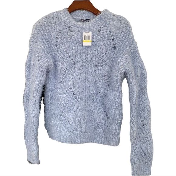 NWT FRESHMAN BLUE FLUFFY PULLOVER JUMPER HIGH MECK SWEATER SIZE MEDIUM - Picture 1 of 6